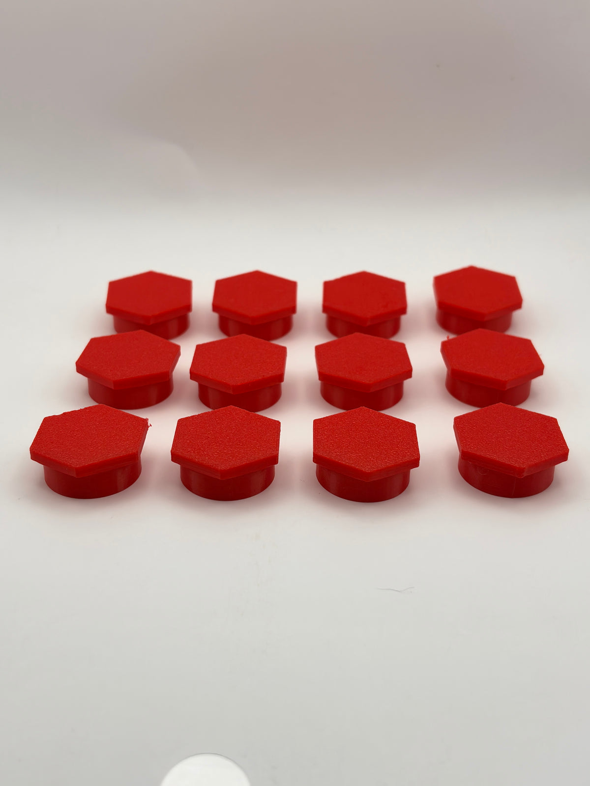 Red TPU vial caps for 10ml vials, [round/hexagon] shape, 12 pack — Vial Cap by Vial Buddy
