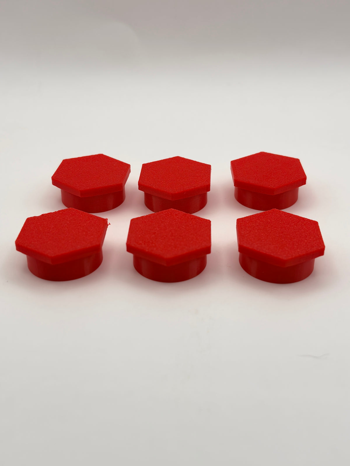 Red TPU vial caps for 10ml vials, [round/hexagon] shape, 6 pack — Vial Cap by Vial Buddy