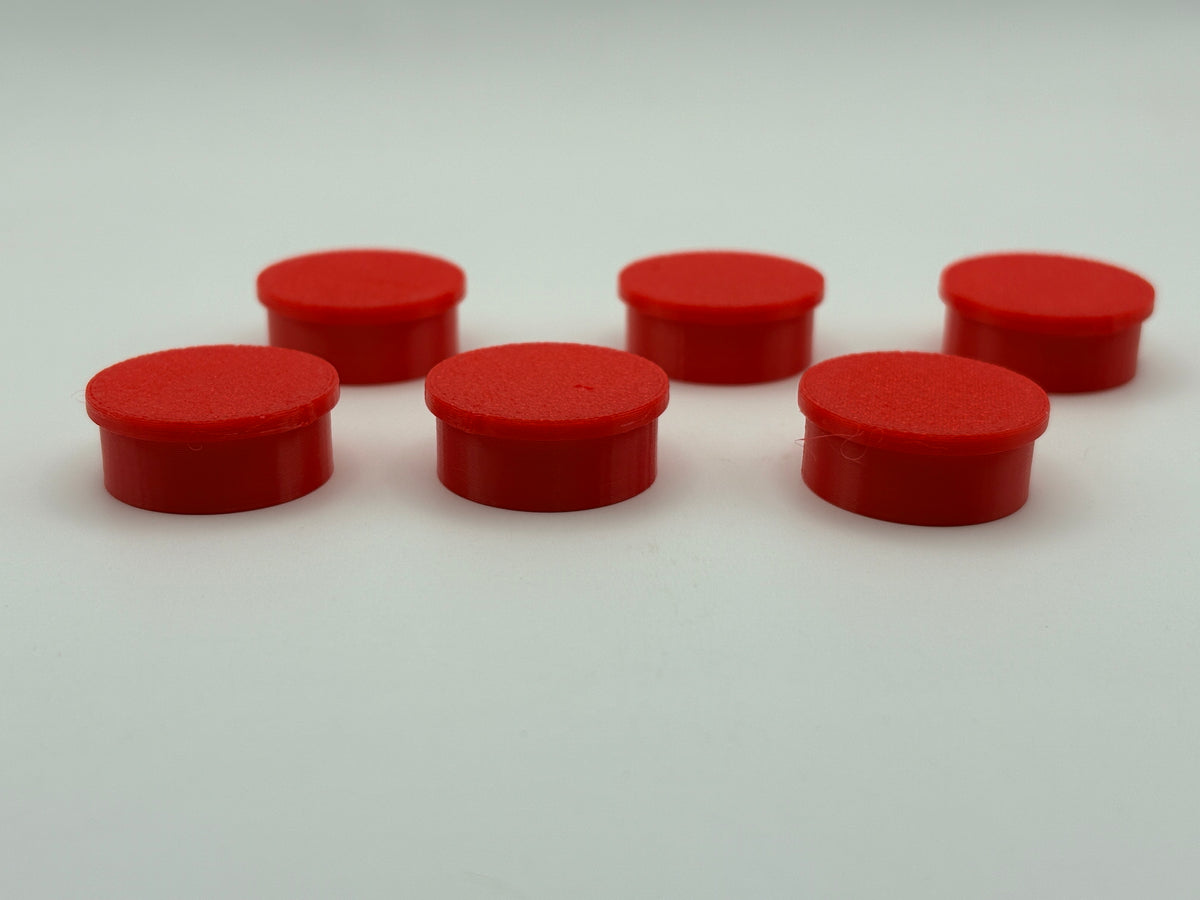 Red TPU vial caps for 10ml vials, [round/hexagon] shape, 6 pack — Vial Cap by Vial Buddy