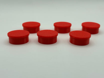 Red TPU vial caps for 10ml vials, [round/hexagon] shape, 6 pack — Vial Cap by Vial Buddy