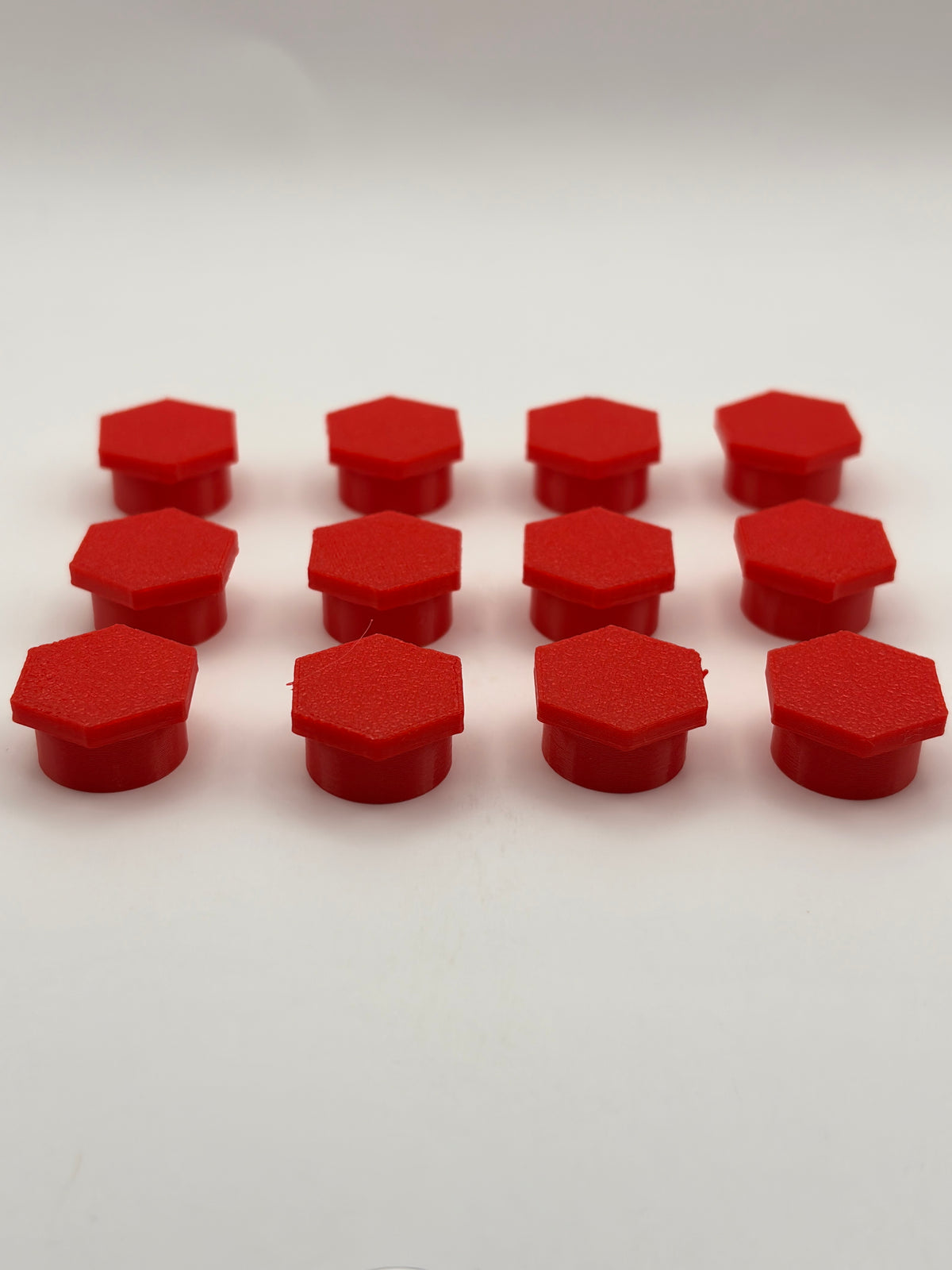 Red TPU vial caps for 10ml vials, [round/hexagon] shape, 12 pack — Vial Cap by Vial Buddy
