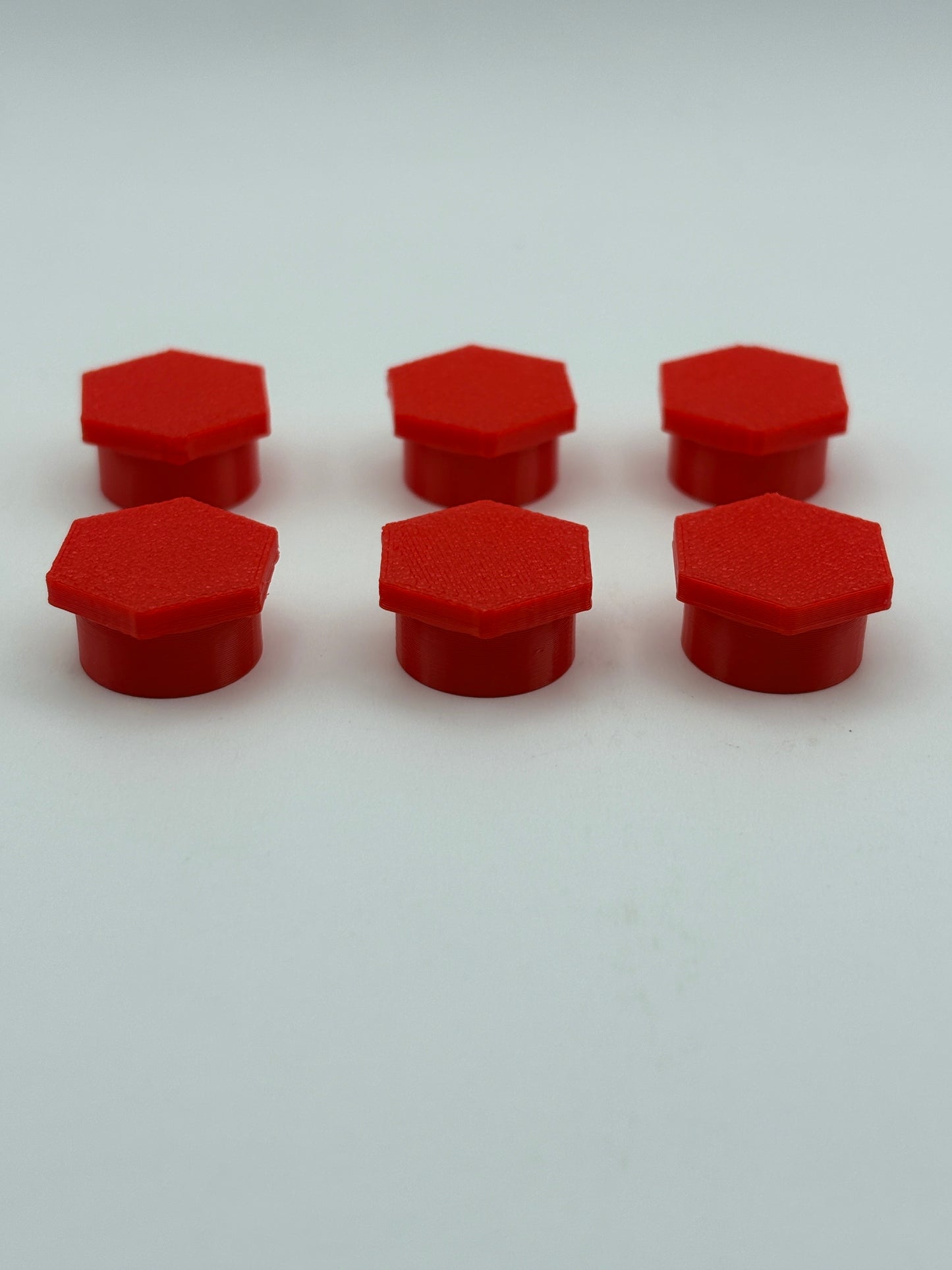 Red TPU vial caps for 10ml vials, [round/hexagon] shape, 6 pack — Vial Cap by Vial Buddy