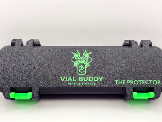 black and green 3d printed syringe carrying holder storage case for insulin and peptide pens and your syringes