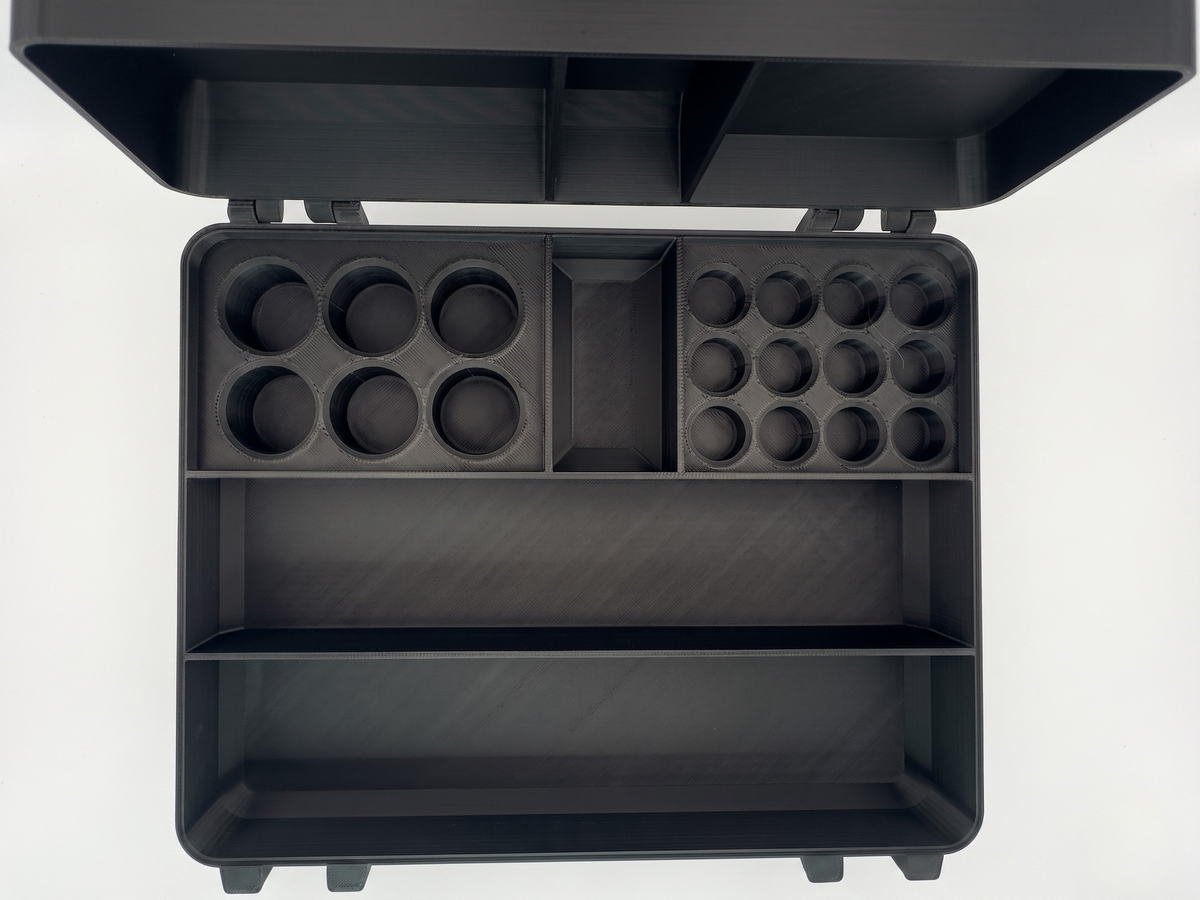 Black and green 3D printed large combo storage box for TRT and peptide vials — The Armoury by Vial Buddy
