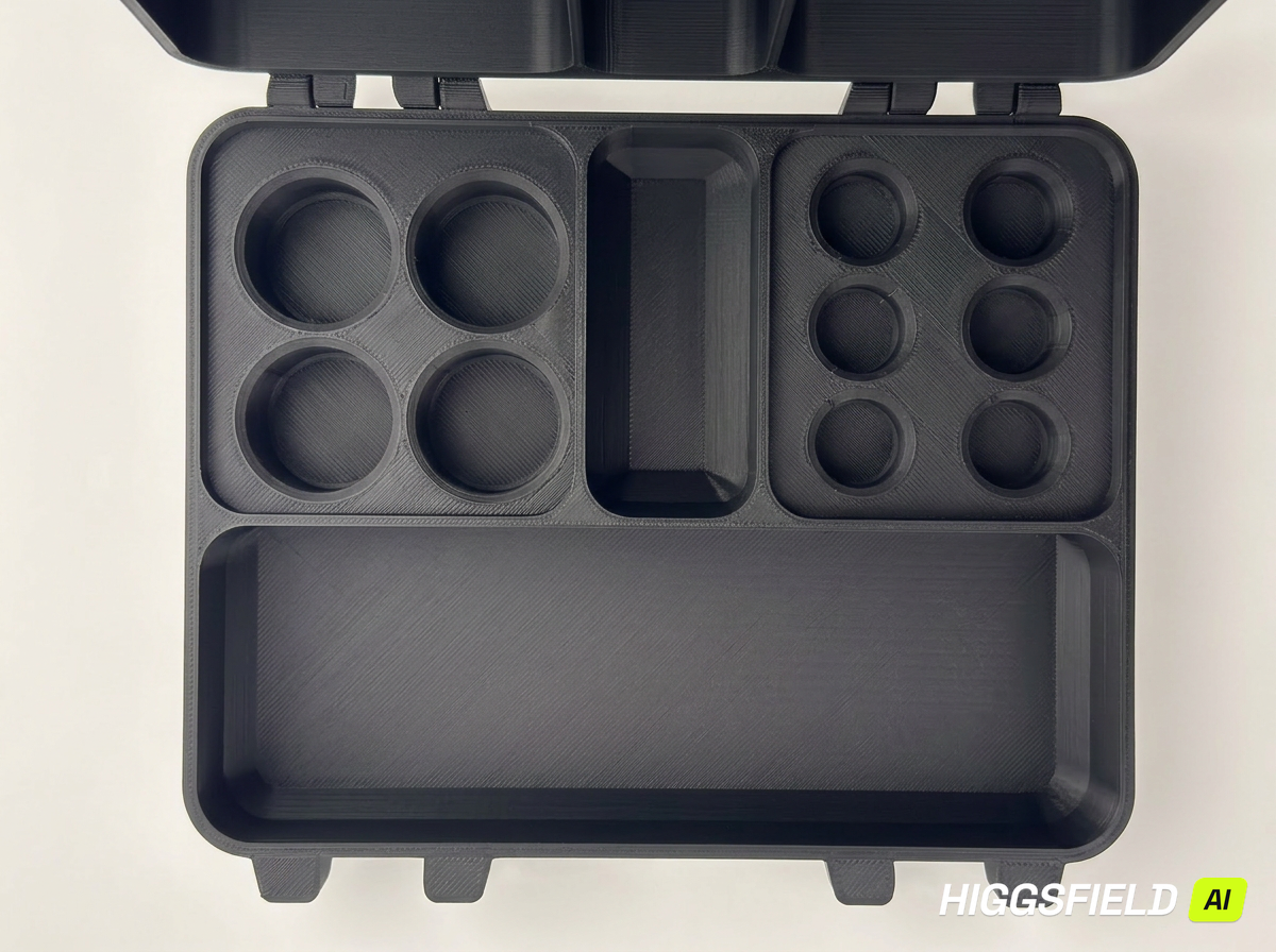 Black and green 3D printed combo storage box for TRT and peptide vials — The Warrior by Vial Buddy