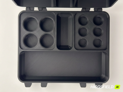 Black and green 3D printed combo storage box for TRT and peptide vials — The Warrior by Vial Buddy