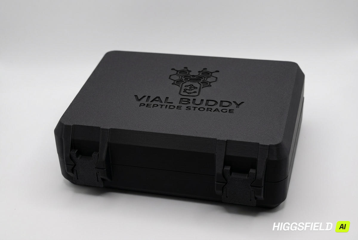 Onyx black 3D printed large combo storage box for TRT and peptide vials — The Armoury by Vial Buddy