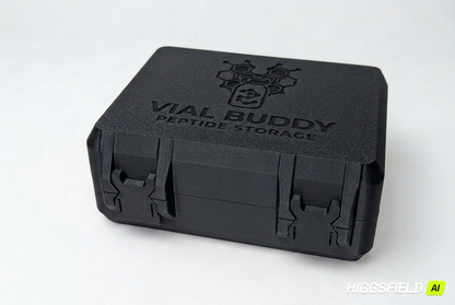Onyx black 3D printed combo storage box for TRT and peptide vials — The Warrior by Vial Buddy