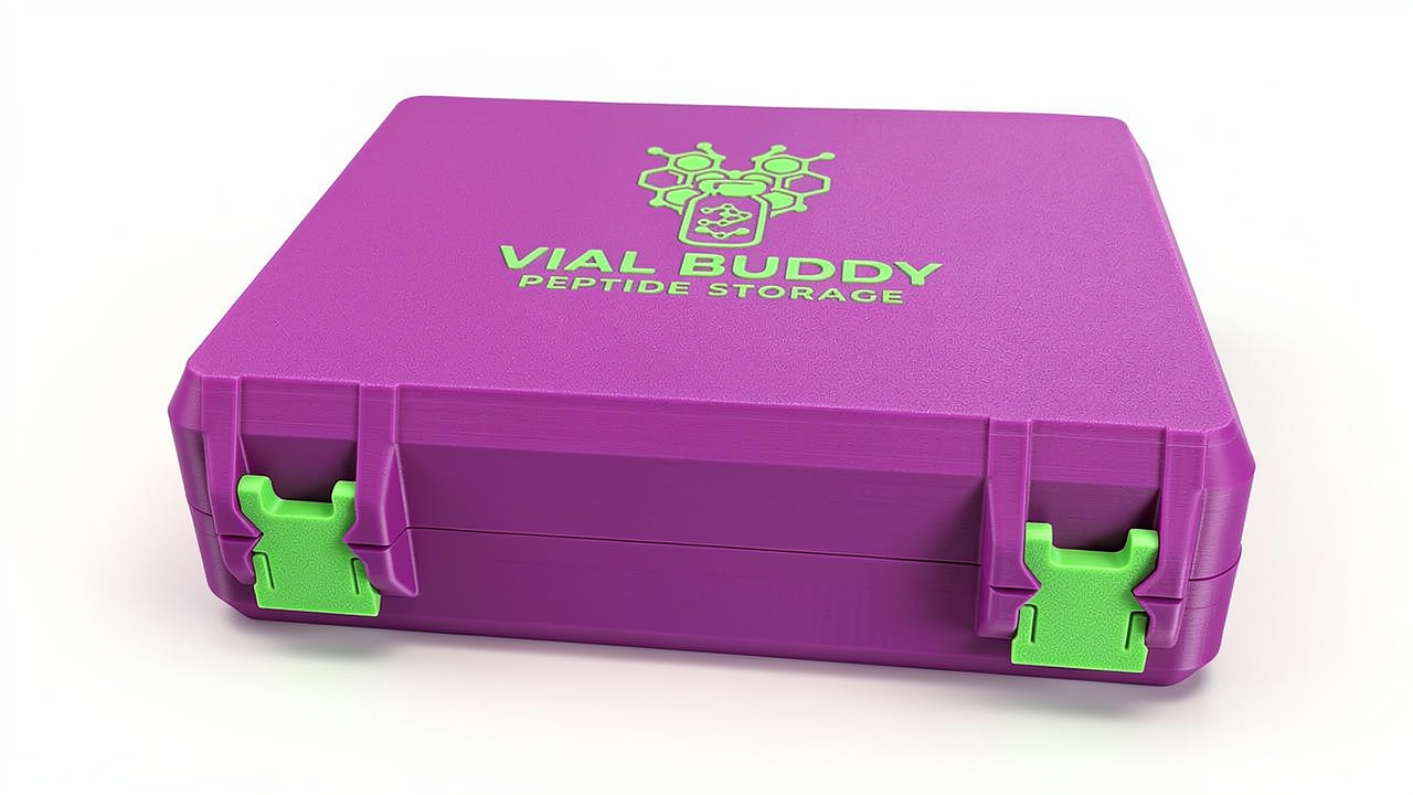 Purple and green 3D printed large combo storage box for TRT and peptide vials — The Armoury by Vial Buddy