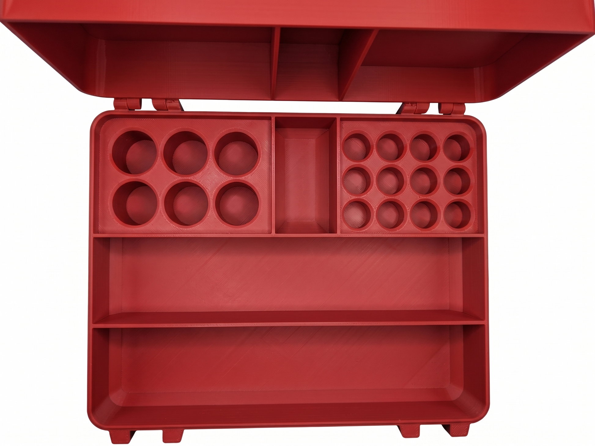 Red and blue 3D printed large combo storage box for TRT and peptide vials — The Armoury by Vial Buddy