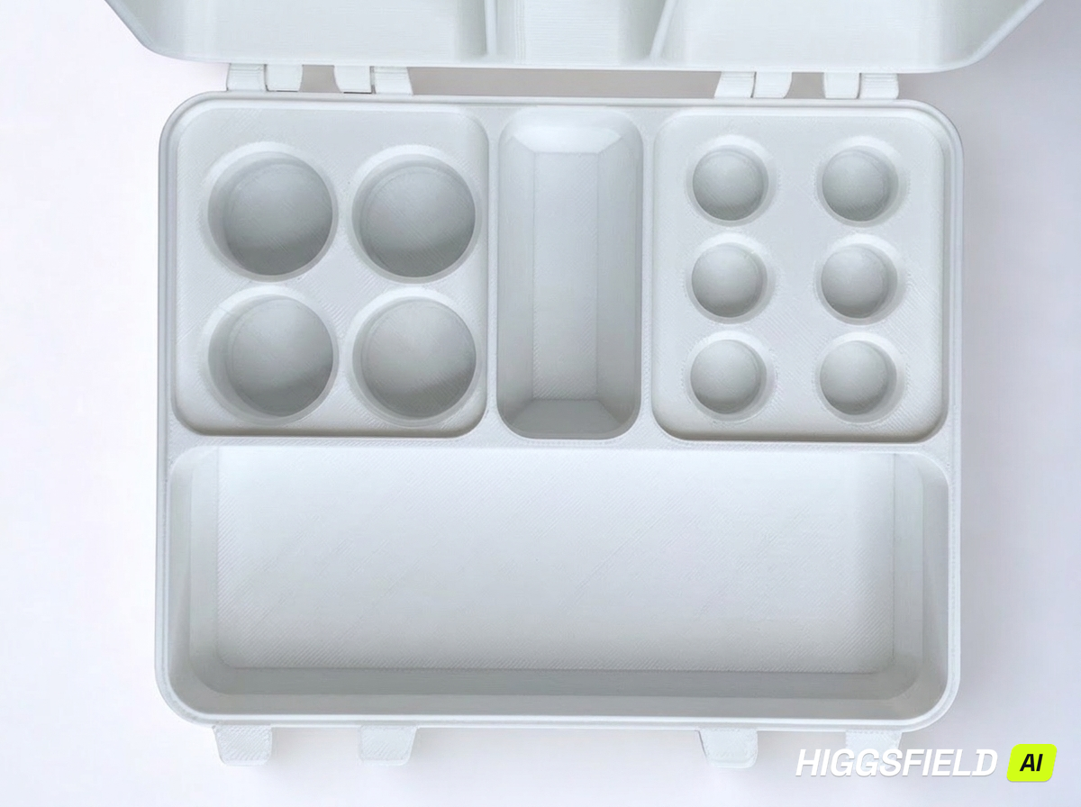 White and red 3D printed combo storage box for TRT and peptide vials — The Warrior by Vial Buddy