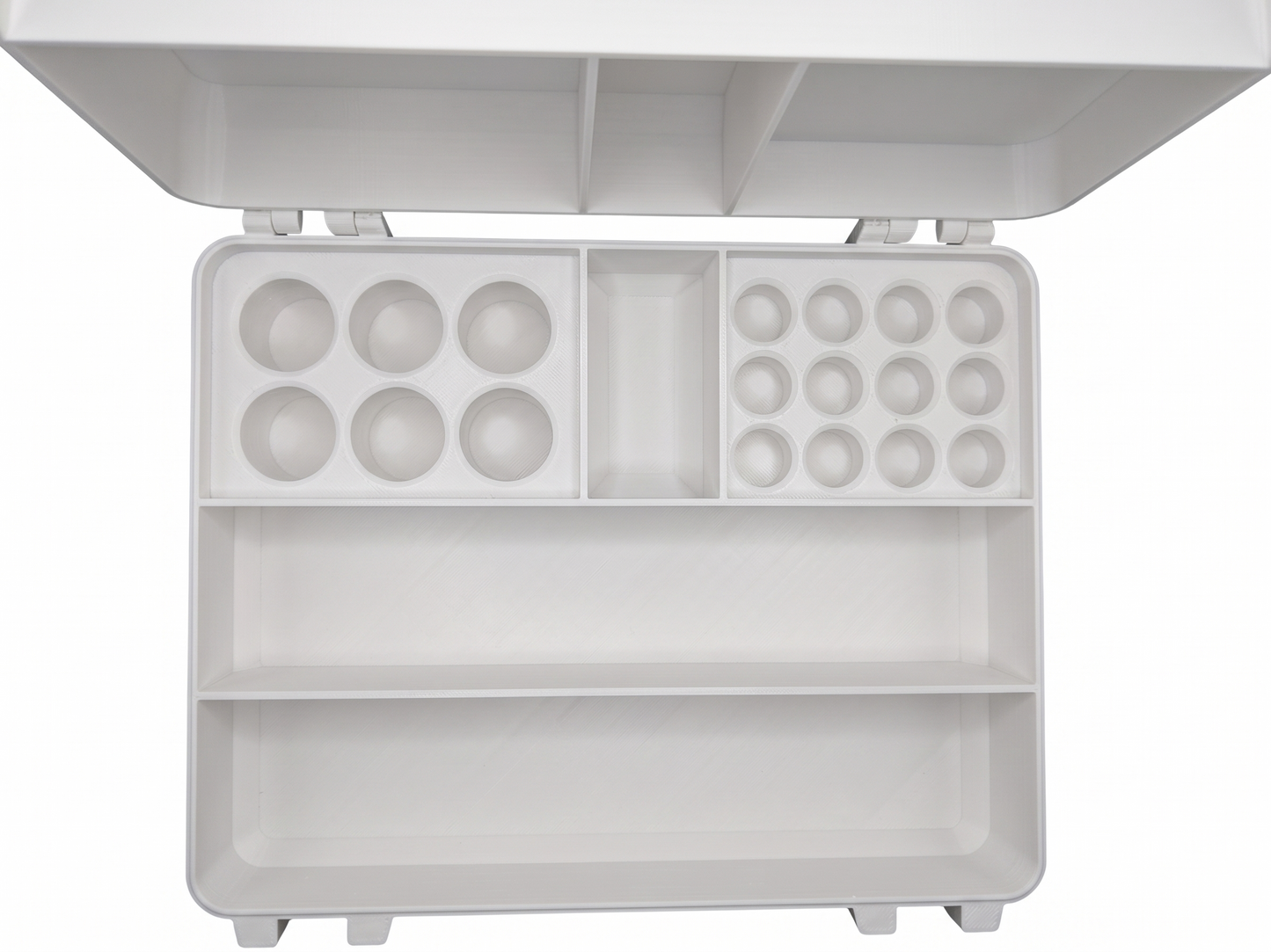 White and red 3D printed large combo storage box for TRT and peptide vials — The Armoury by Vial Buddy