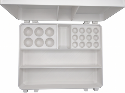 White and red 3D printed large combo storage box for TRT and peptide vials — The Armoury by Vial Buddy